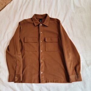 Men's Brown Button-Front Utility Shirt